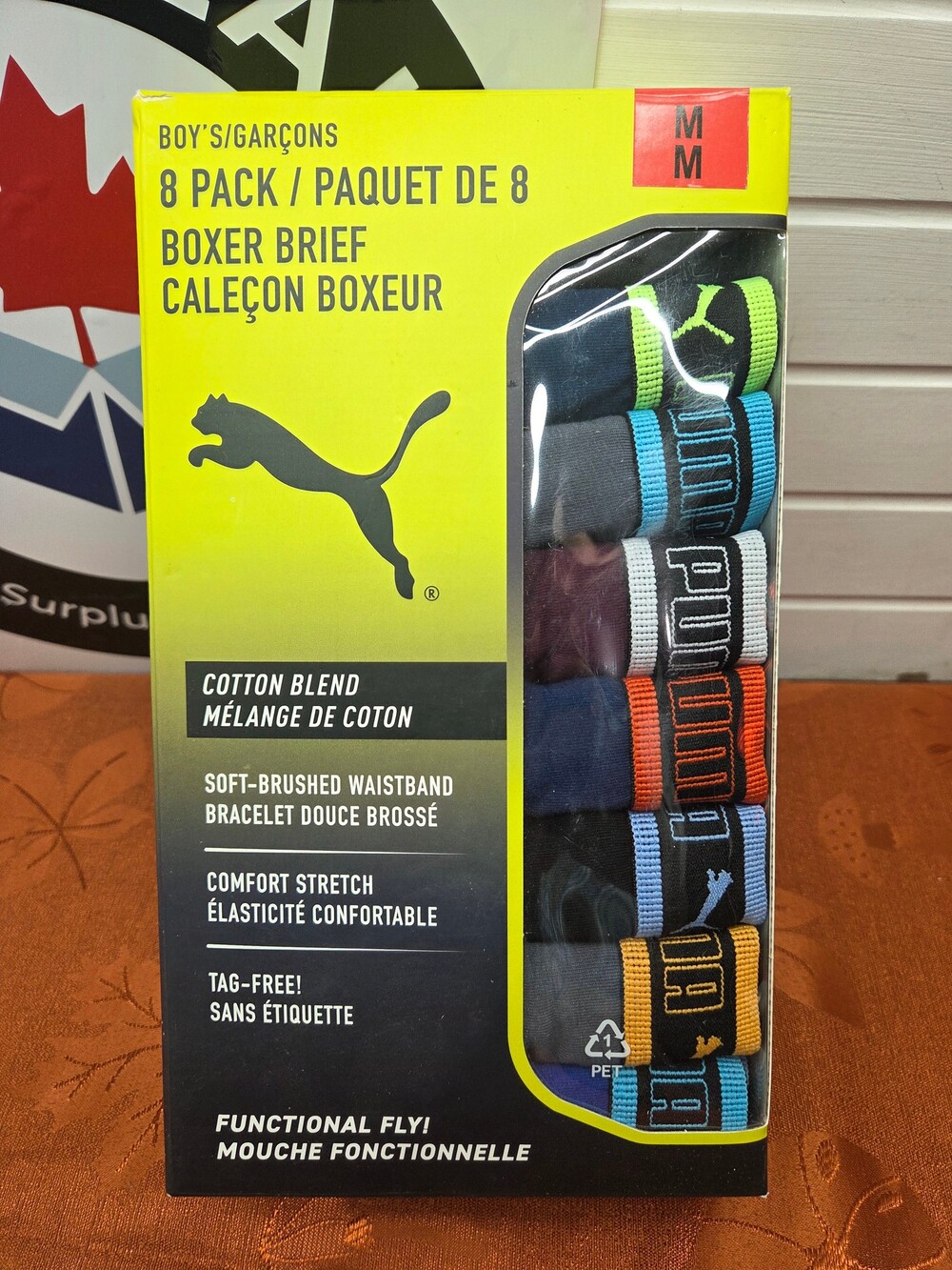 PUMA Boys' Cotton Stretch Boxer Briefs 8-Pack, Size M (Ages 8-10)